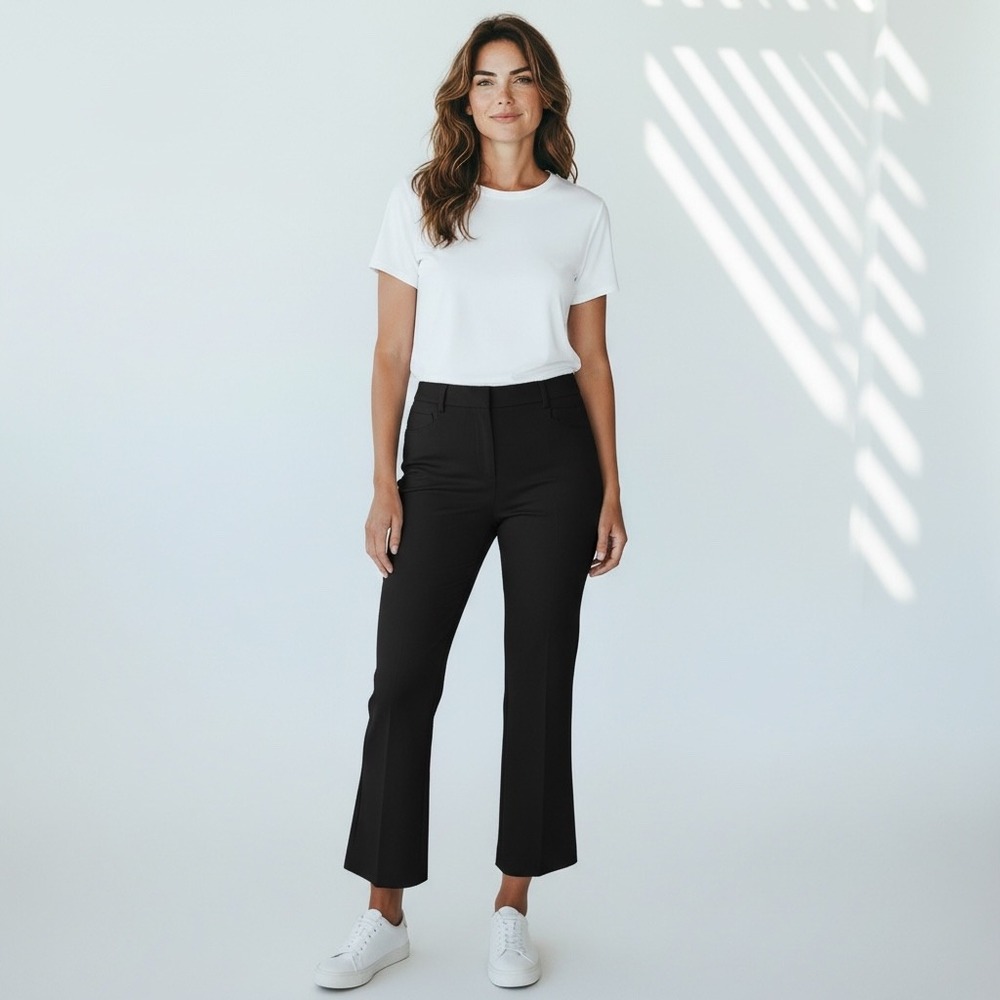 Maeve by Anthropologie Black Cropped Kick Flare Classic Chic Smart Pants Size 4